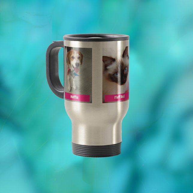 Taza De Viaje Personaliza 3 fotos y nombres de Mascotas / Fuchsi (Subido por el creador)