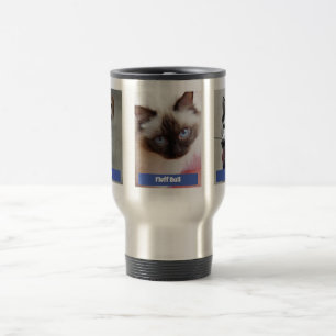 Taza De Viaje Personaliza 3 fotos y nombres Mascotas / azul