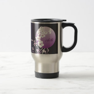 Taza De Viaje Personalizable: Colibrí y flor en púrpura