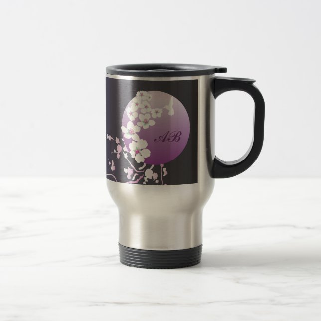 Taza De Viaje Personalizable: Colibrí y flor en púrpura (Derecha)