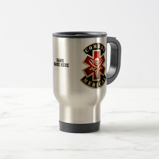 Taza De Viaje Personalizable contra la calavera médica y las esp (Anverso derecho)