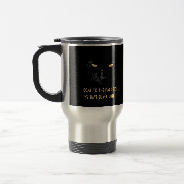 Taza De Viaje Personalizable divertido y divertido para gato neg (Izquierda)