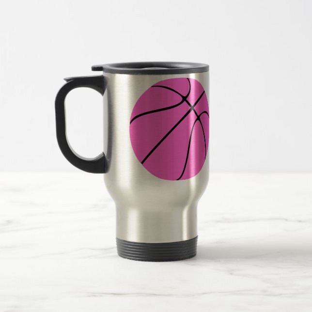 Taza De Viaje Personalizable Entrenador Rosa de Baloncesto Viaja (Izquierda)