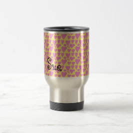 Taza De Viaje Personalizable Hermoso Corazones Rosa Patrón de re