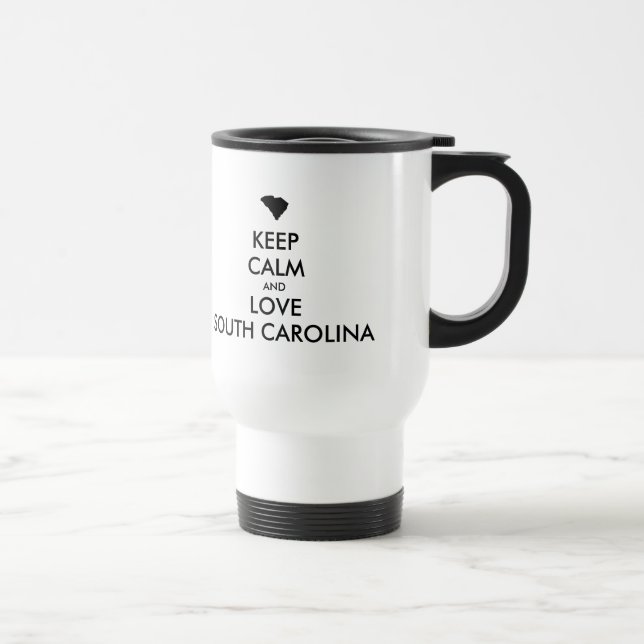 TAZA DE VIAJE PERSONALIZABLE MANTENGA LA CALMA Y AME A CAROLINA  (Derecha)