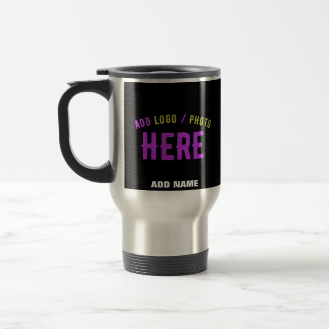TAZA DE VIAJE PERSONALIZABLE MODERNO ESTILO NEGRO VERIFICADO MAR (Izquierda)