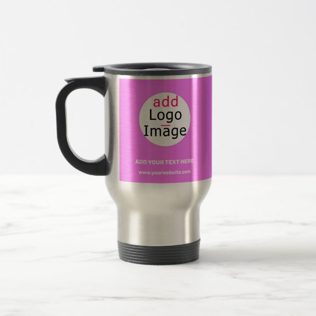Taza De Viaje Personalizable profesional Marca comercial Rosa Pr (Izquierda)
