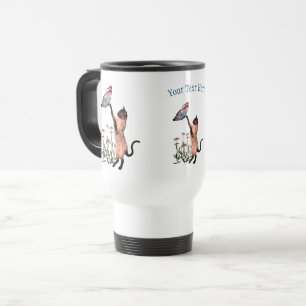 Taza De Viaje Personalización de la marea mariposa gata siamesa