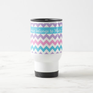 Taza de viaje personalizada, chevrones de colores 