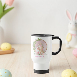Taza de viaje personalizada con conejo de Pascua e