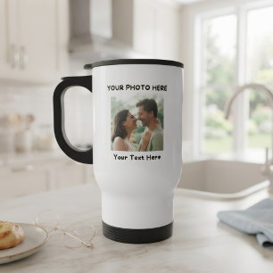 Taza de viaje personalizada con foto y texto