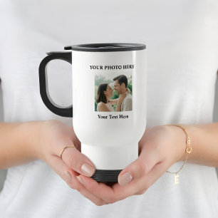Taza de viaje personalizada con foto y texto