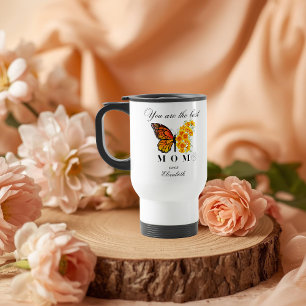 Taza de viaje personalizada con mariposa floral