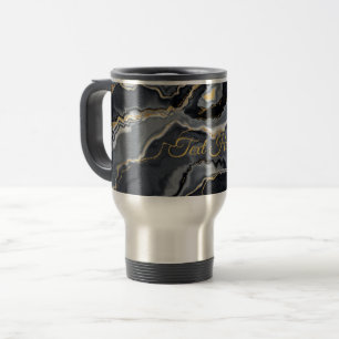 Taza de viaje personalizada con mármol elegante