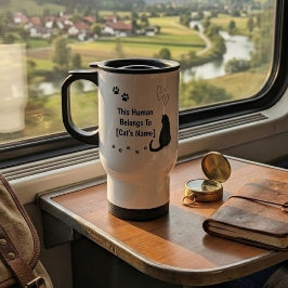 Taza de viaje personalizada de gato negro