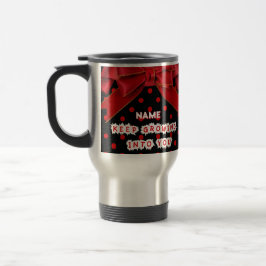 Taza de viaje personalizada de lunares rojos