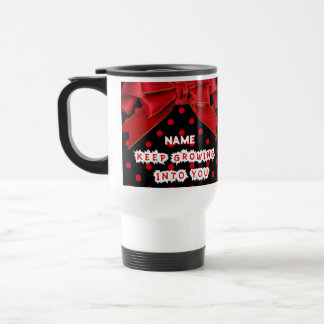 Taza de viaje personalizada de lunares rojos