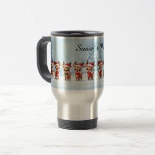 Taza de viaje personalizada de reno, nombre person