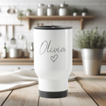 Taza de viaje personalizada femenina con nombre y 