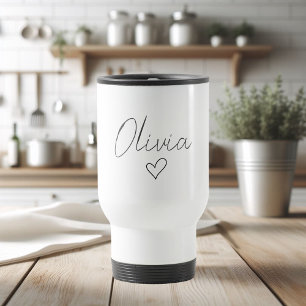 Taza de viaje personalizada femenina con nombre y