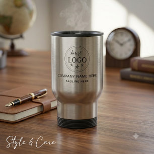 Taza de viaje personalizada para negocios con info