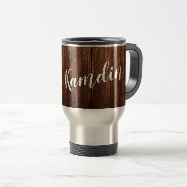 Taza De Viaje Personalizado 15 onzas de café tazón Barn Wood Cou (Anverso derecho)