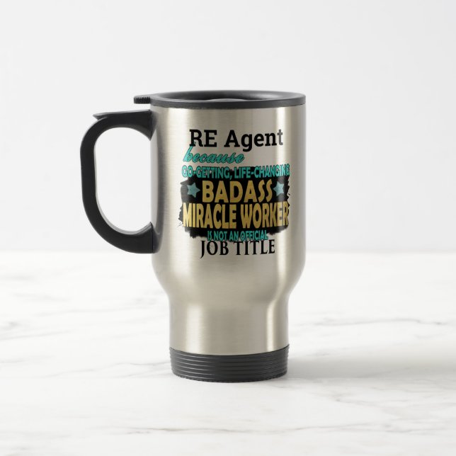 Taza De Viaje PERSONALIZADO Agente Inmobiliario Badass Milacle T (Izquierda)