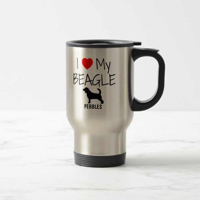Taza De Viaje Personalizado Amo Mi Beagle (Derecha)