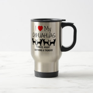 Taza De Viaje Personalizado Amo Mis Cuatro Chihuahuas