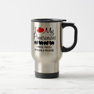 Taza De Viaje Personalizado Amo Mis Cuatro Perros Pomeranos Mug