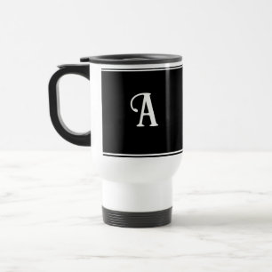 Taza De Viaje Personalizado blanco y negro simple y elegante ini