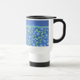 Taza De Viaje Personalizado Blue Periwinkles Ditsy Floral Patter