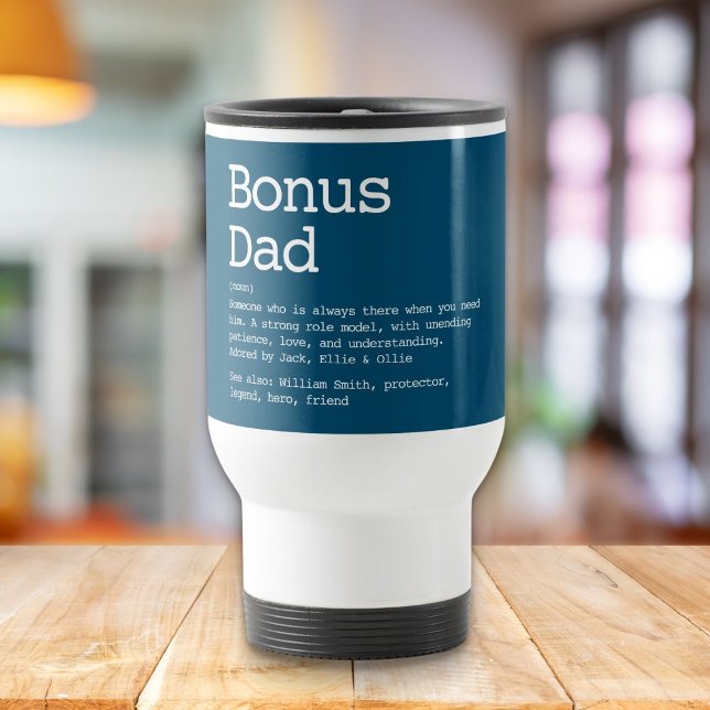 Taza De Viaje Personalizado Bonus Dad Stepdad Definición Azul (Subido por el creador)