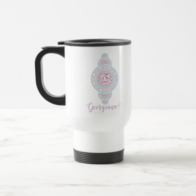 Taza De Viaje Personalizado Cute Kawaii Bunny Ornamentala Mandal (Izquierda)