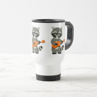 Taza De Viaje Personalizado Cute Raccoon tocando guitarra conmut