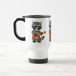 Taza De Viaje Personalizado Cute Raccoon tocando guitarra conmut
