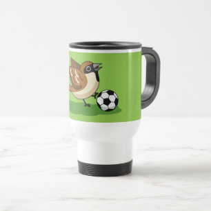 Taza De Viaje Personalizado Cute Sparrow Jugando Fútbol