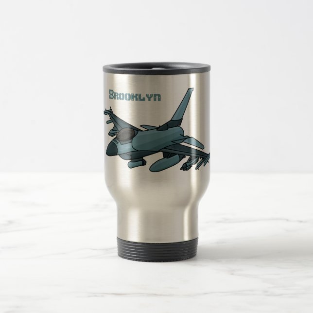 Taza De Viaje Personalizado de avión de combate militar (Centro)
