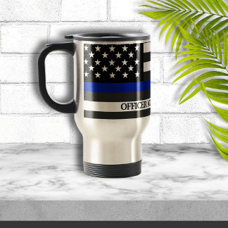 Taza De Viaje Personalizado de bandera de la policía delgada de