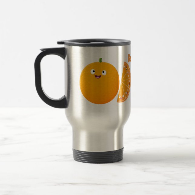 Taza De Viaje Personalizado de cítricos de feliz naranja (Izquierda)