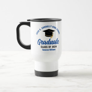 Taza De Viaje Personalizado de Graduación Azul Graduado Keepsake