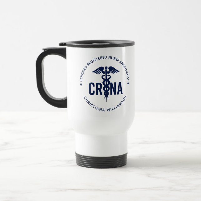Taza De Viaje Personalizado de la CRNA Certificado de enfermero  (Izquierda)