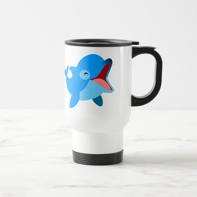 Taza De Viaje Personalizado de la risa de Cute Laughin Dolphin T (Derecha)