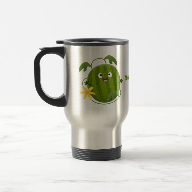 Taza De Viaje Personalizado de la sandía sonriente alegre (Izquierda)