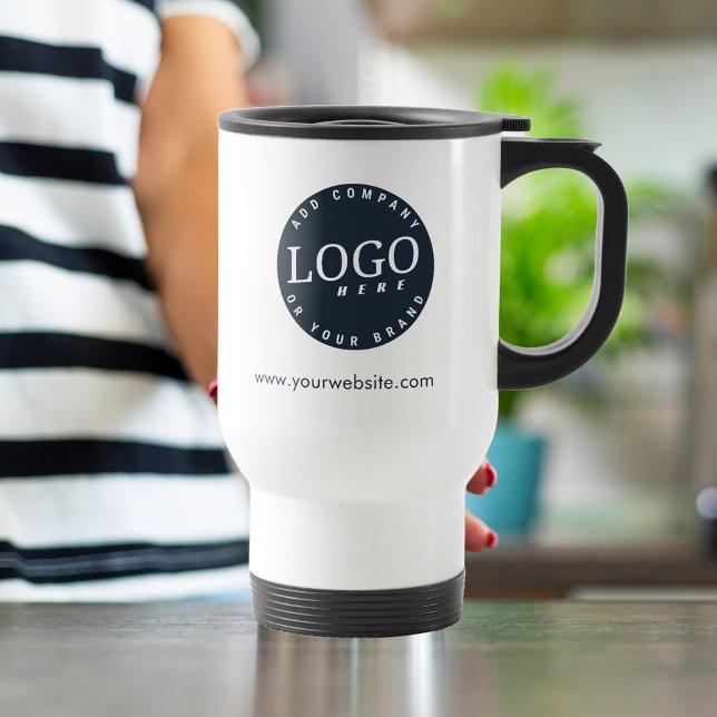 Taza De Viaje Personalizado de logotipos y direcciones de sitios (Business Logo White Travel Mug)