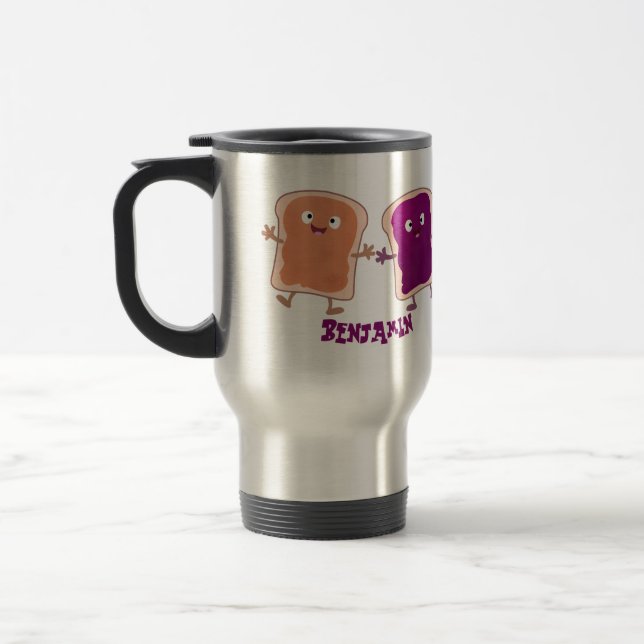 Taza De Viaje Personalizado de mantequilla de cacahuate y sandwi (Izquierda)