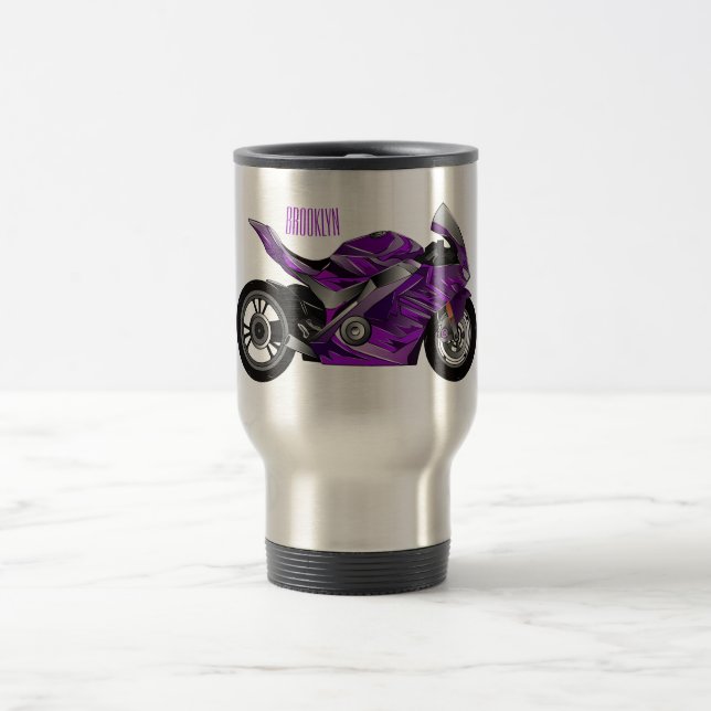 Taza De Viaje Personalizado de motocicleta Purple (Centro)