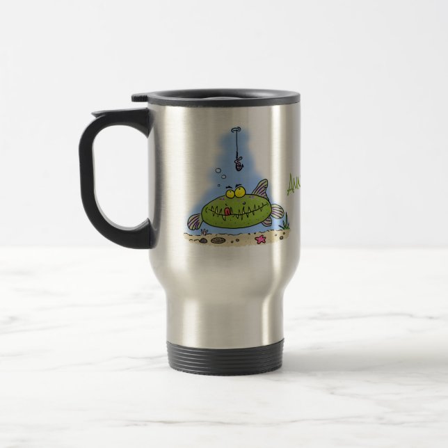 Taza De Viaje Personalizado de pescadores de peces gordos y hamb (Izquierda)