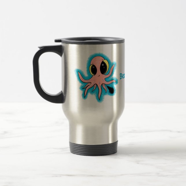 Taza De Viaje Personalizado de pulpo para bebés, dulce y descara (Izquierda)