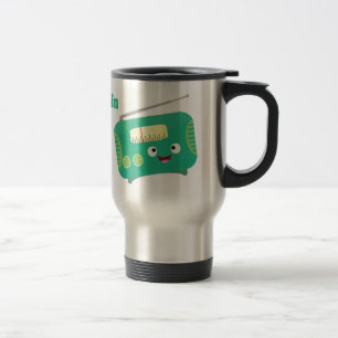 Taza De Viaje Personalizado de radio retro alegre y gracioso